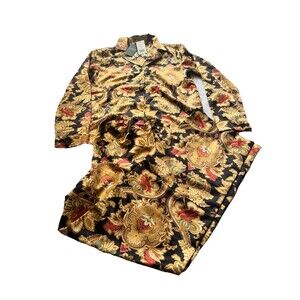 LAUREN Ralph Lauren Women's Plus Size XS Multi Paisley Satin Pajama Set New $84